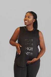 Black "Built Like a Mother" Maternity Activewear and Postpartum Tank Top