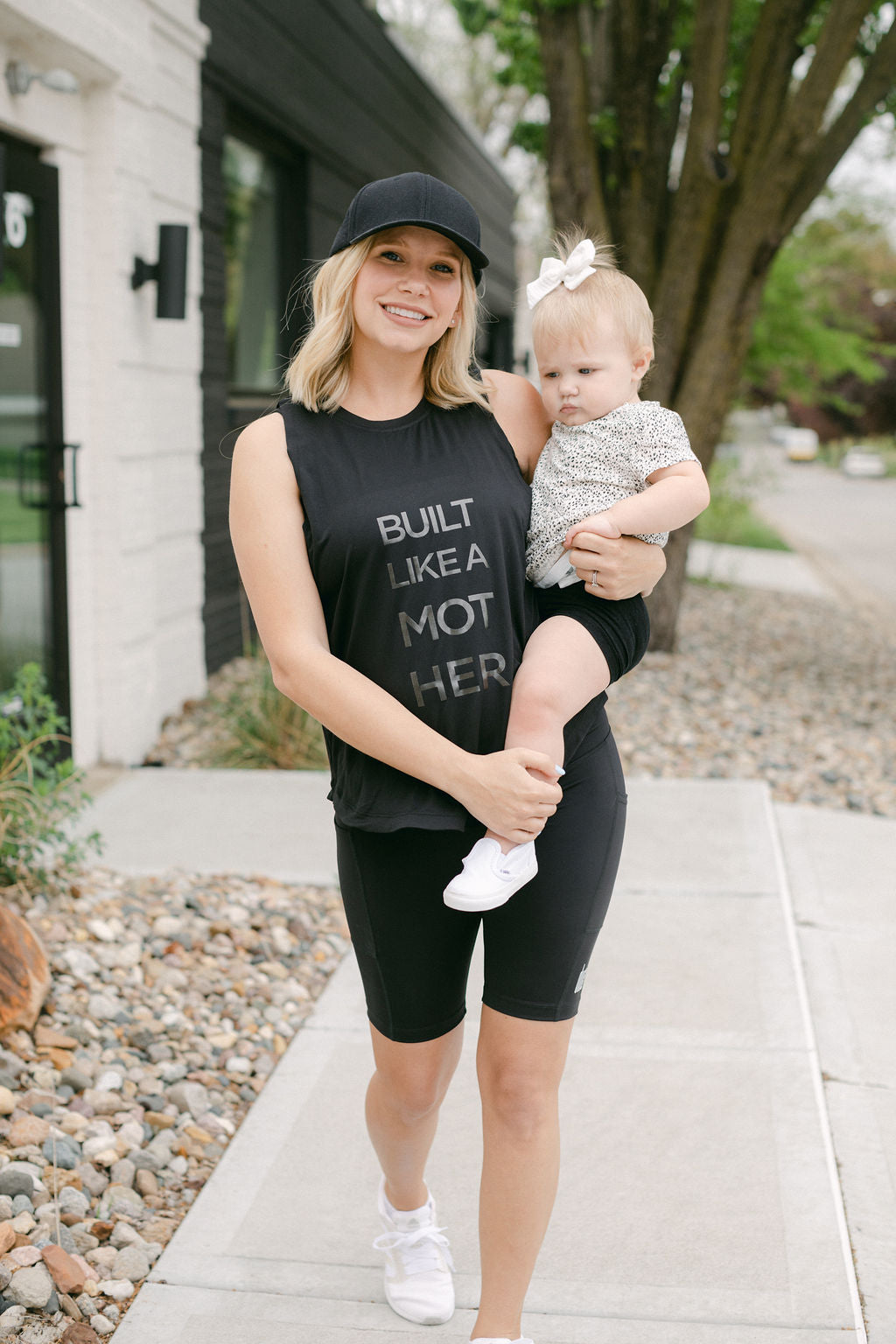 Black "Built Like a Mother" Maternity Activewear and Postpartum Tank Top
