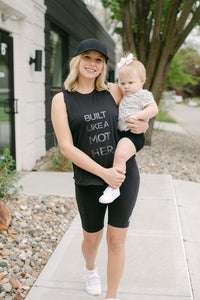 Black "Built Like a Mother" Maternity Activewear and Postpartum Tank Top