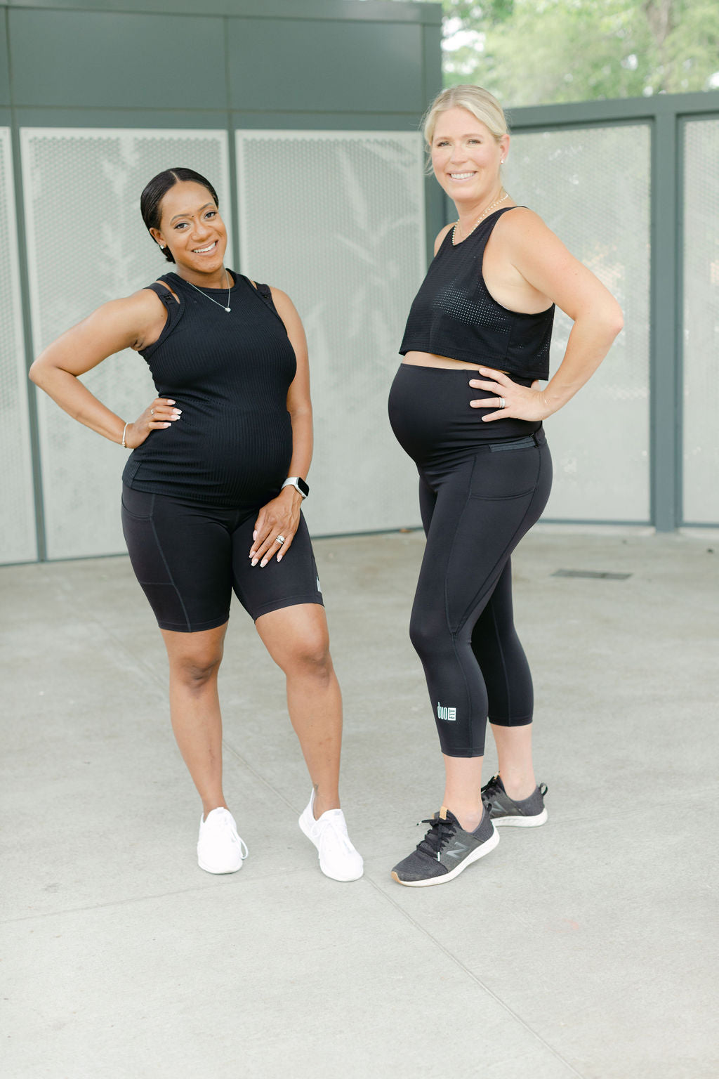 Black high neck ribbed maternity activewear and postpartum workout tank