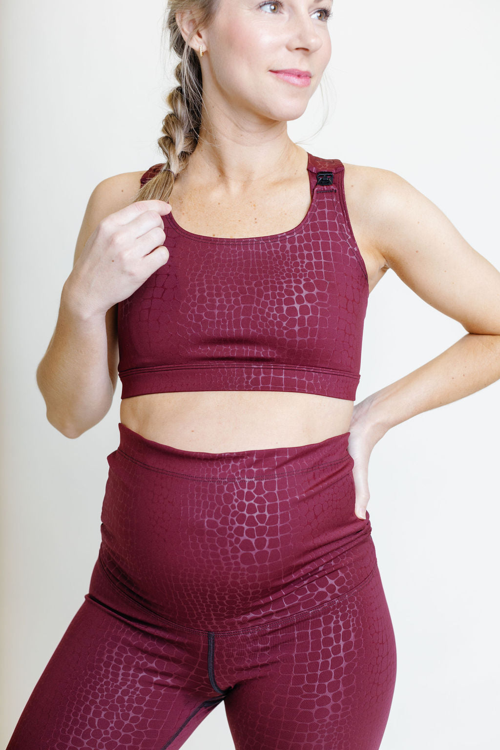 Maroon Crocodile Maternity Activewear Leggings