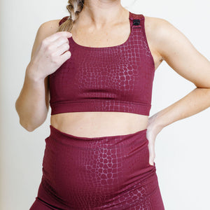 Maroon Crocodile Maternity Activewear Leggings