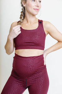 Maroon Crocodile Maternity Activewear Leggings