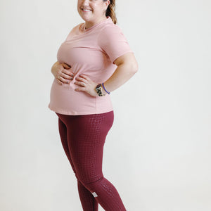 Soft pink Boyfriend maternity activewear and postpartum t-shirt 