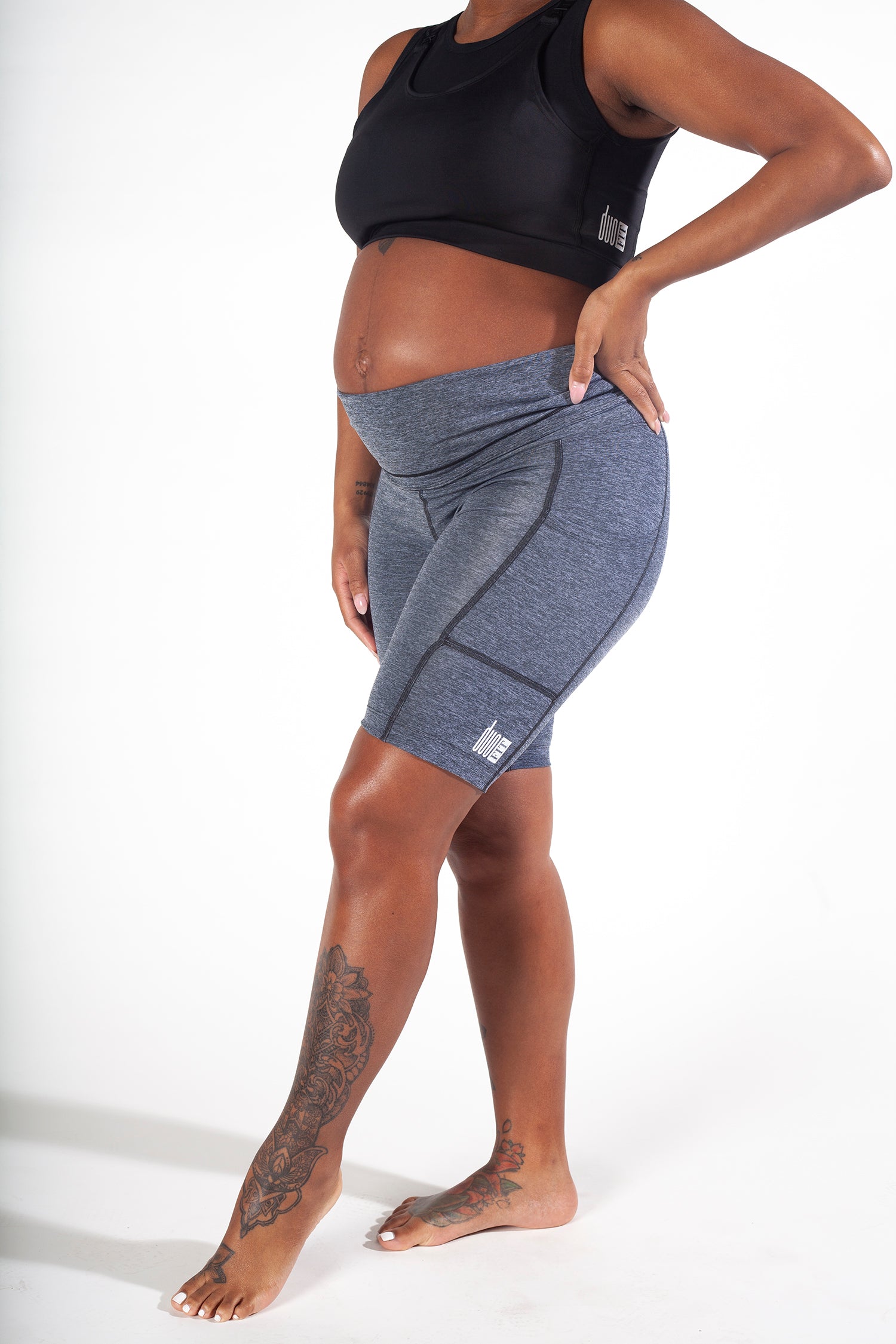 Grey Maternity Activewear Biker Short with Pocket