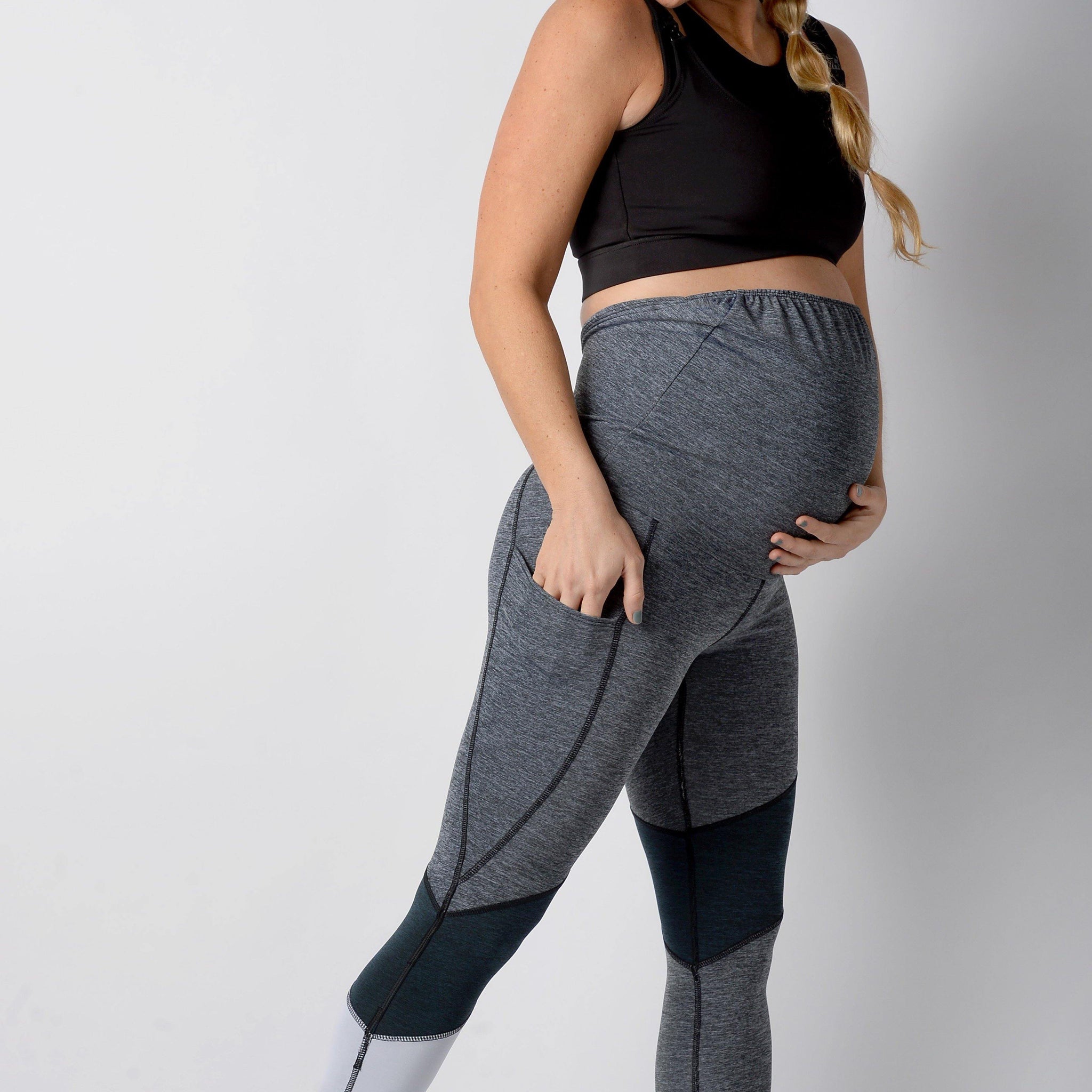 Kace Race Day Leggings Grey - duoFIT Maternity Activewear