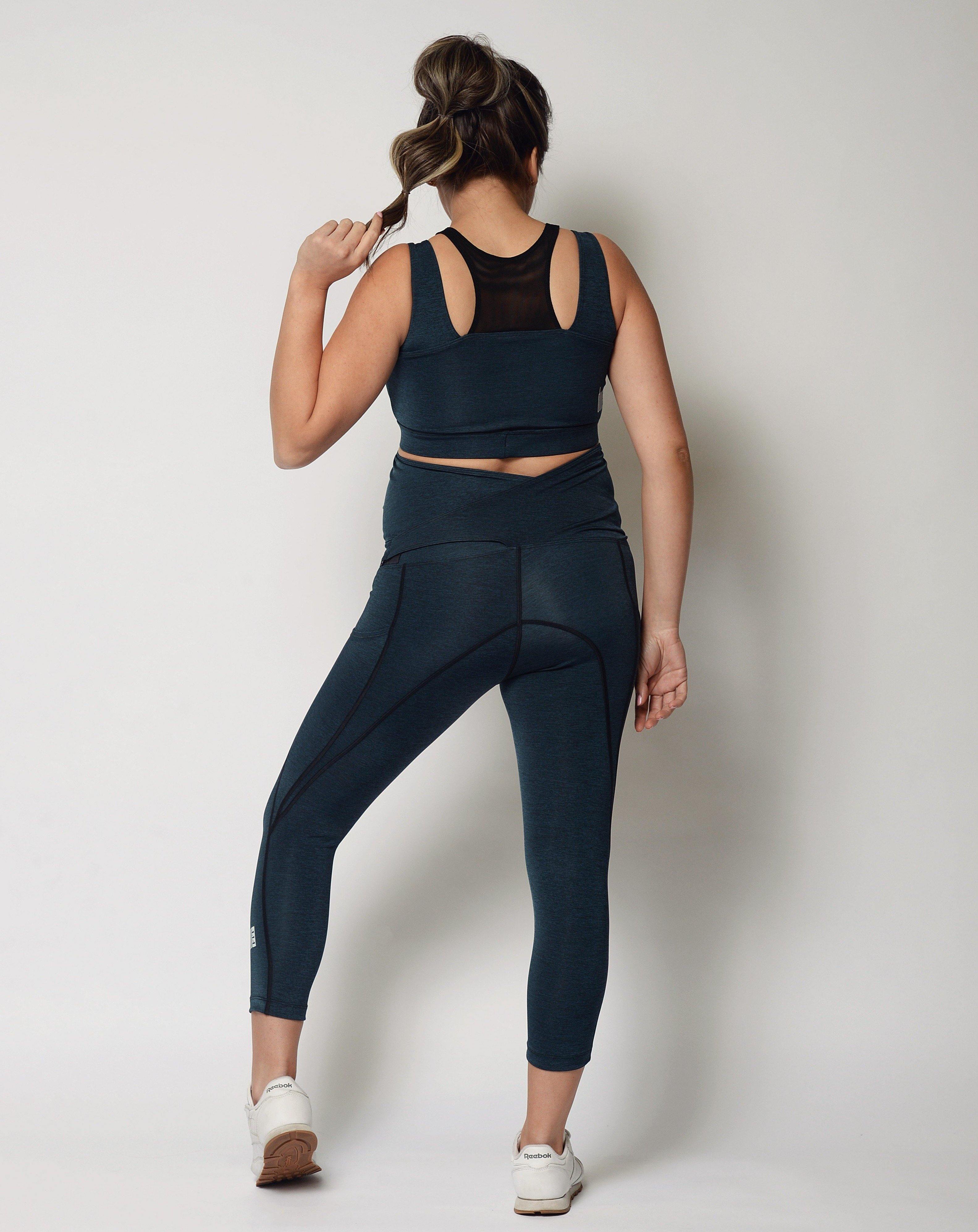 Chai Blue Maternity activewear Nursing bra with high rise neck line and removable nursing clips 
