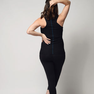 Black high neck ribbed maternity activewear and postpartum workout tank