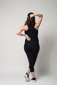 Black high neck ribbed maternity activewear and postpartum workout tank