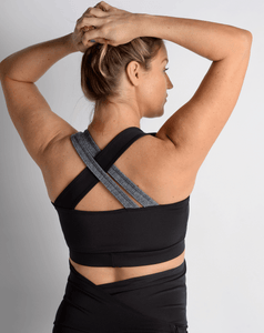 Black everyday maternity nursing sports bra with removable clips